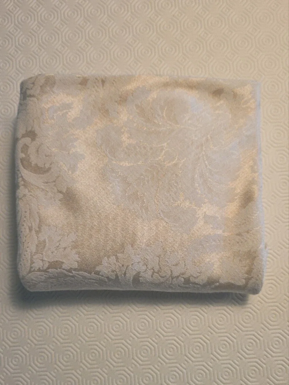 Ivory Damask Fabric Round Tablecloth 72 Inches In Diameter
